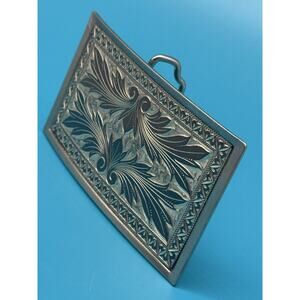 Nickel Plated Metal Western Cowboy Belt Buckle Rectangular